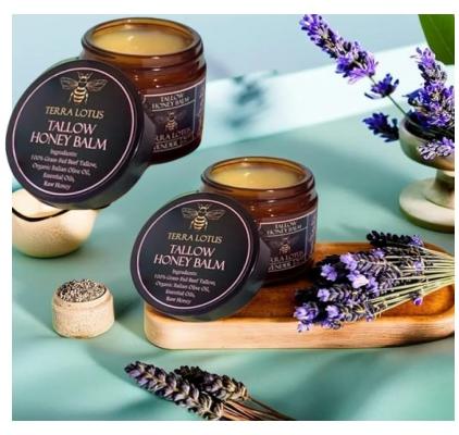 🔥 Last Day: 50% Off! 🔥 Organic Grass-Fed Tallow Balm with Raw Honey - Premium Moisturizer for Soft, Smooth Skin, Reduces Stretch Marks and Wrinkles - Handcrafted All-Natural Solution
