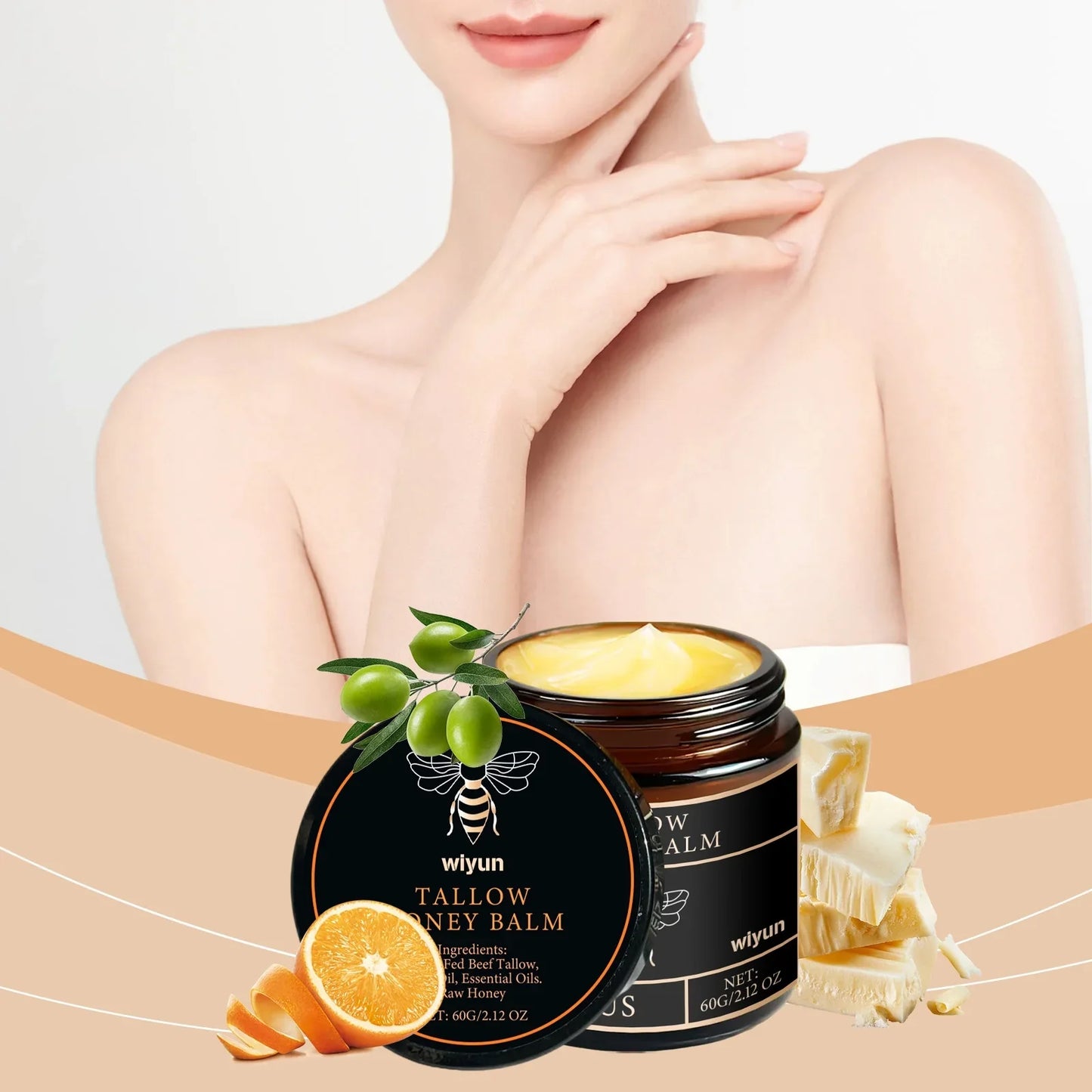 🔥 Last Day: 50% Off! 🔥 Organic Grass-Fed Tallow Balm with Raw Honey - Premium Moisturizer for Soft, Smooth Skin, Reduces Stretch Marks and Wrinkles - Handcrafted All-Natural Solution