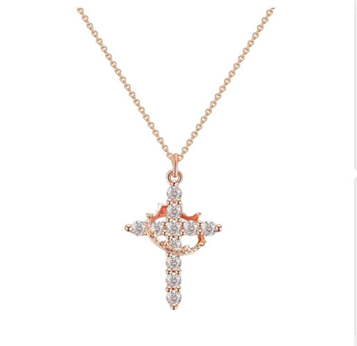 Christianity Cross & Crown Necklace