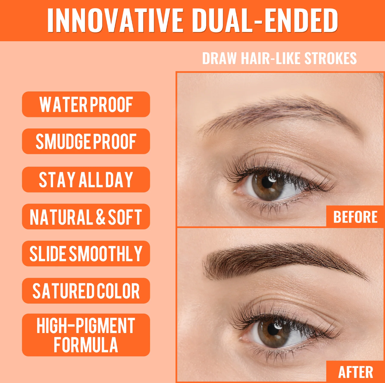✏️Last day 60% OFF✏️LOVILDS™ 2-in-1 Microblading Eyebrow Pen with Square Brush