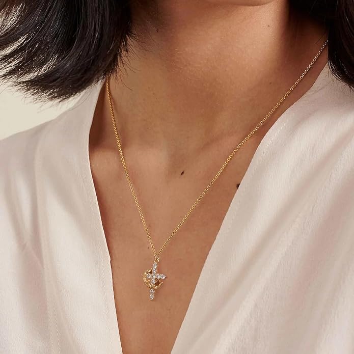Christianity Cross & Crown Necklace