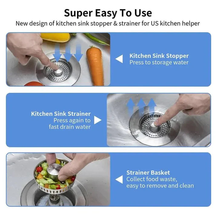 🔥LAST DAY 51% OFF-Upgraded 3 in 1 Kitchen Sink Drain Strainer