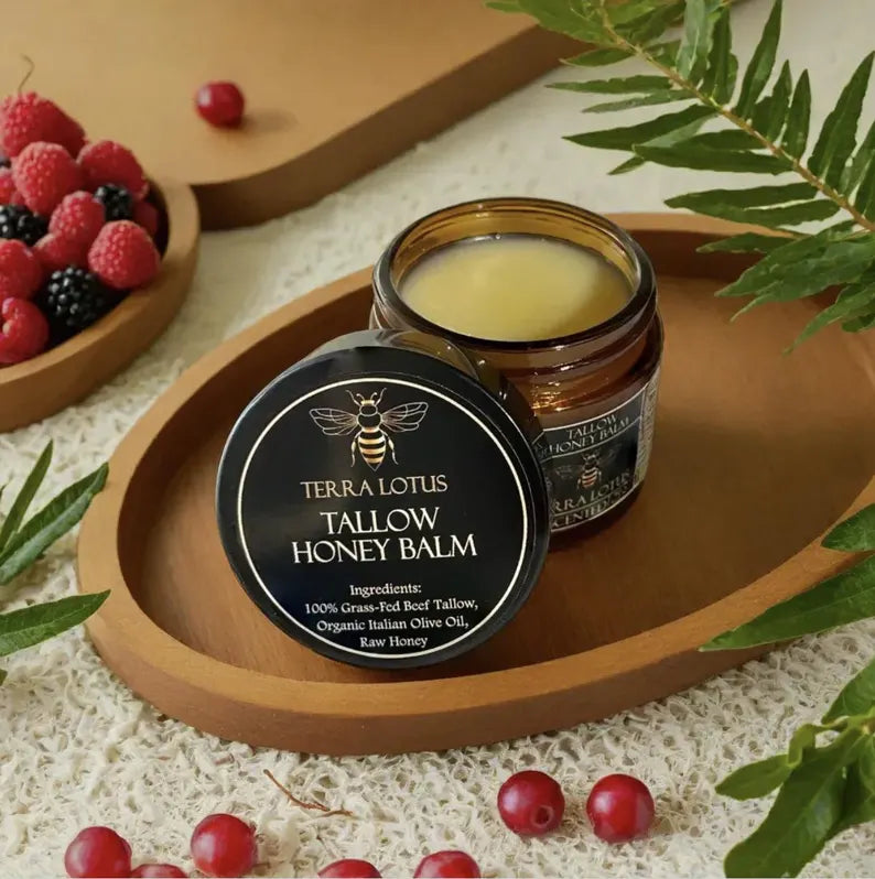 🔥 Last Day: 50% Off! 🔥 Organic Grass-Fed Tallow Balm with Raw Honey - Premium Moisturizer for Soft, Smooth Skin, Reduces Stretch Marks and Wrinkles - Handcrafted All-Natural Solution