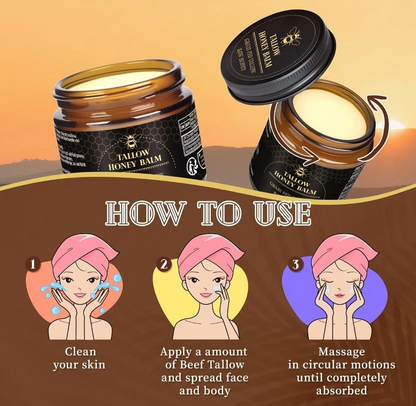 🔥 Last Day: 50% Off! 🔥 Organic Grass-Fed Tallow Balm with Raw Honey - Premium Moisturizer for Soft, Smooth Skin, Reduces Stretch Marks and Wrinkles - Handcrafted All-Natural Solution