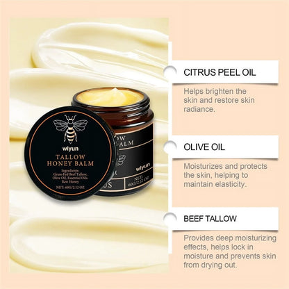 🔥 Last Day: 50% Off! 🔥 Organic Grass-Fed Tallow Balm with Raw Honey - Premium Moisturizer for Soft, Smooth Skin, Reduces Stretch Marks and Wrinkles - Handcrafted All-Natural Solution