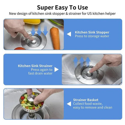 🔥LAST DAY 51% OFF-Upgraded 3 in 1 Kitchen Sink Drain Strainer