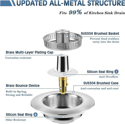 🔥LAST DAY 51% OFF-Upgraded 3 in 1 Kitchen Sink Drain Strainer